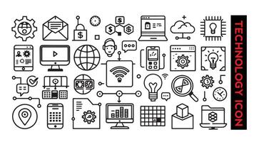Set of 50 Technology line icons set. Technology outline icons with editable stroke collection vector
