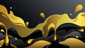 Black and gold paint splashes on black background. Vector illustration.