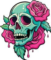 cráneo con Rosa. vector ilustración de un cráneo con Rosa.