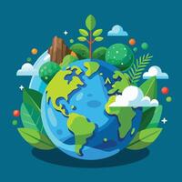 Planet earth in flat style. Earth day concept. Vector illustration.