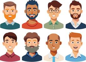 a series of faces of men with beards Vector Illustration