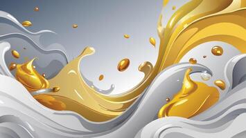 Vector illustration of abstract background with gold and silver liquid splashes.