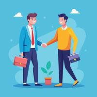 Businessmen shaking hands. Business deal concept. Vector illustration in cartoon style