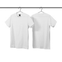 Front side and back side T-Shirt mockup template with clothes hanger png