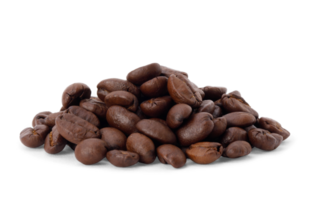 Roasted coffee beans on desk studio shot, Healthy products by organic natural ingredients concept, PNG transparency with shadow