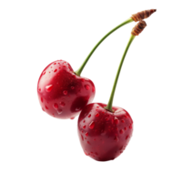 AI generated Fresh red cherries isolated on white background or PNG transparent, AI generated