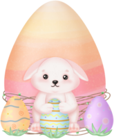 mignonne lapin avec fleurs, Pâques lapin avec Pâques des œufs png