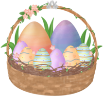 easter bunny in a wicker basket png