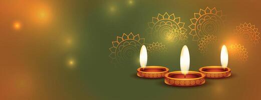 beautiful happy diwali shiny banner with text space vector