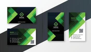 stylish green business card design template set vector