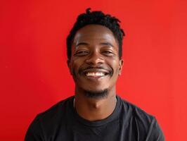 AI generated Portrait of a happy black man on colored background photo