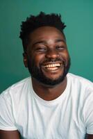 AI generated Portrait of a happy black man on colored background photo