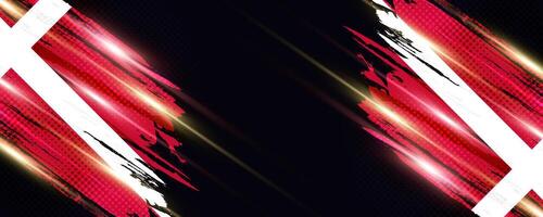 Flag of Denmark with Brush Style and Halftone Effect. Danish Flag Background with Grunge Concept and Glowing Light Effects vector