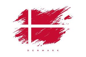 National Flag of Denmark with Brush Paint Style. Danish Flag Background with Grunge Concept vector