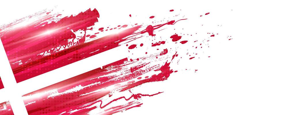 Flag of Denmark with Brush Style and Halftone Effect. Danish Flag Background with Grunge Concept and Glowing Light Effects