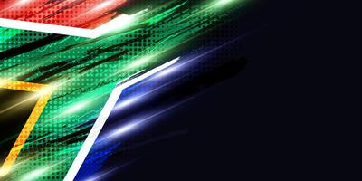 South Africa Flag with Brush Paint Style, Halftone and Glowing Light Effect. South Africa Flag Background with Grunge Concept vector