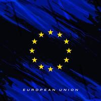 European Union Flag in Brush Paint Style with Halftone Effect. Flag of Europe with Grunge Concept vector