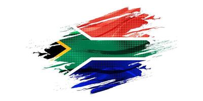 South Africa Flag with Brush Paint Style and Halftone Effect Isolated on White Background vector