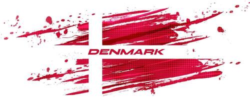 Flag of Denmark with Brush Style and Halftone Effect. Danish Flag Background with Grunge Concept vector