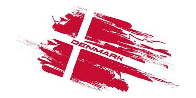 Flag of Denmark with Brush Style. Danish Flag Background with Grunge Concept vector