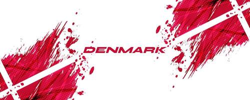Flag of Denmark with Brush Style and Halftone Effect. Danish Flag Background with Grunge Concept vector