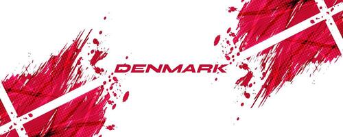 Flag of Denmark with Brush Style and Halftone Effect. Danish Flag Background with Grunge Concept vector