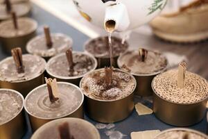 Trench military candles. Made by Ukrainian volunteers for soldiers serving on the front line. photo