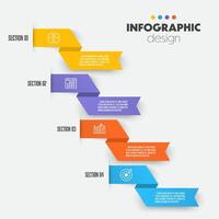 Vector infographic ribbon is bent template diagrame. Business concept 4 step for presentation.