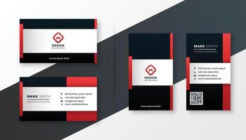 red color theme modern business card design template vector