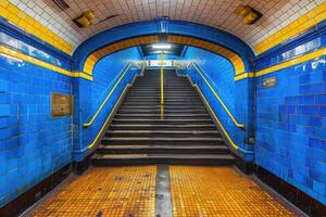 ai generado salida y Entrada escalera en público estación profesional fotografía foto