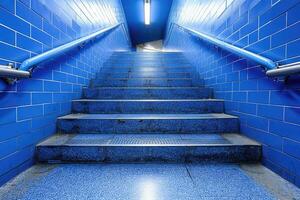 AI generated Exit and entrance staircase in public station professional photography photo