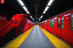 ai generado salida y Entrada escalera en público estación profesional fotografía foto