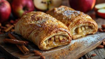 AI generated Delicious pasty made with apples. National Apple Turnover Day concept photo