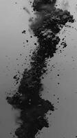 AI generated Abstract black dusty and rocks piles floating in the air photo