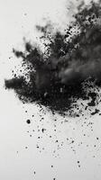 AI generated Abstract black dusty and rocks piles floating in the air photo