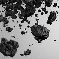 AI generated Abstract black dusty and rocks piles floating in the air photo