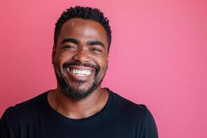 AI generated Portrait of a happy black man on colored background photo