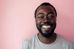 AI generated Portrait of a happy black man on colored background photo