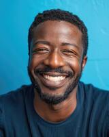 AI generated Portrait of a happy black man on colored background photo