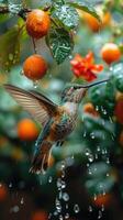 ai generado un muy hermosa colibrí cerca el río foto