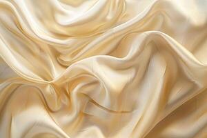 AI generated Abstract gold cloth floated on a light beige background photo