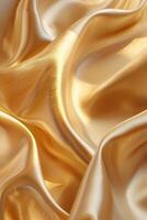 AI generated Abstract gold cloth floated on a light beige background photo