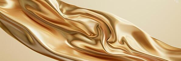 AI generated Abstract gold cloth floated on a light beige background photo