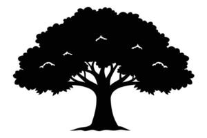 Black Oak trees silhouettes Vector isolated on white background