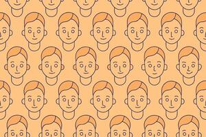 One Line Art Faces Seamless Pattern vector
