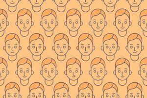 One Line Art Faces Seamless Pattern vector