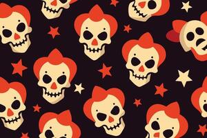 Seamless pattern on tattoo theme with skulls and clown masks vector