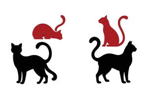 Cat silhouettes collection isolated on white background vector