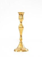 Antique Bronze Candlestick on Isolated White Background. photo