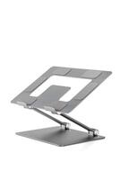 Aluminum laptop stand, to improve ventilation on a white background in isolation photo